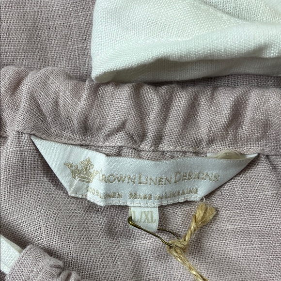 Crown Linen Designs Light Pink 100% Linen Sun Dress With Pockets Sz L/ XL - Picture 8 of 13